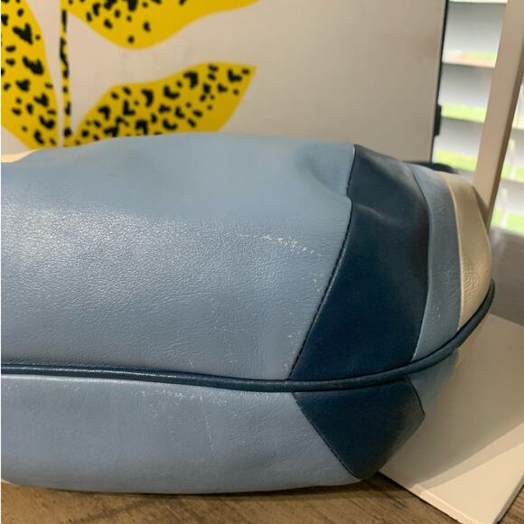 RARE Vintage COACH Distressed Striped Color Block Hobo Shoulder Bag w/ Wristlet - Picture 7 of 16